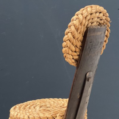 Paire de chaises tripode en corde AUDOUX MINET France 1950