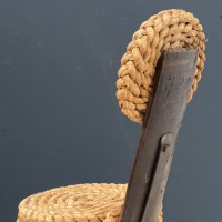Paire de chaises tripode en corde AUDOUX MINET France 1950