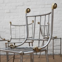Set of 8 Italian metal and bronze chairs circa 1950