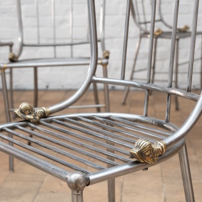Ensemble de 8 chaises Italienne métal et bronze