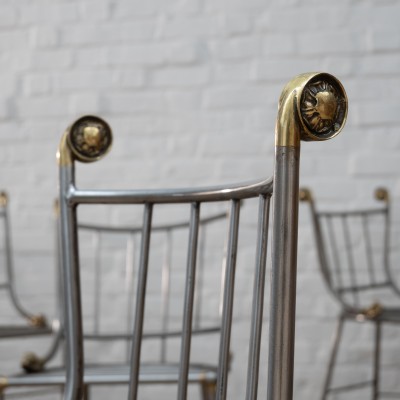 Ensemble de 8 chaises Italienne métal et bronze