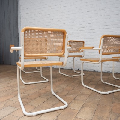 Rare suite de six fauteuils B32 blanc par Marcel Breuer
