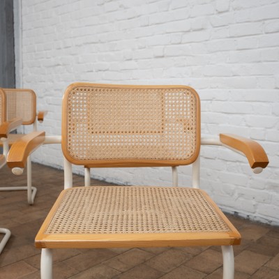 Rare suite of six white B32 armchairs by Marcel Breuer