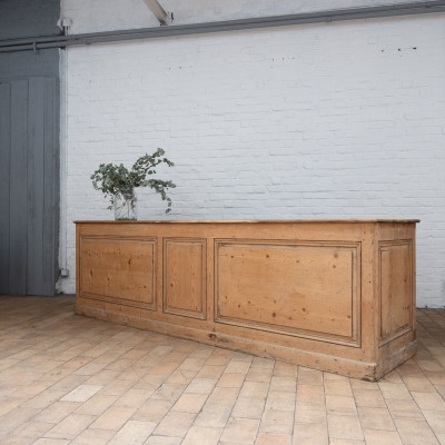 Large wooden haberdashery counter, 1930 French Antique