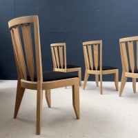 French mid century oak chairs by GUILLERME et CHAMBRON