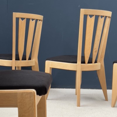 French mid-century oak chairs by GUILLERME et CHAMBRON