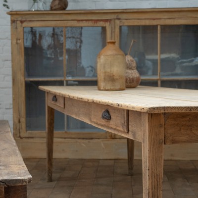 French wooden farm table, early 20th century