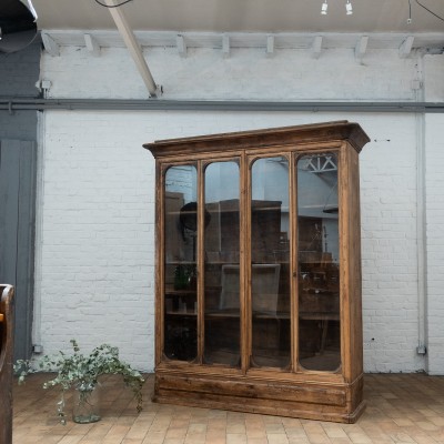 Large 4-door bookcase, 19th century french antique