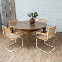 Round oak farm table, early 20th century