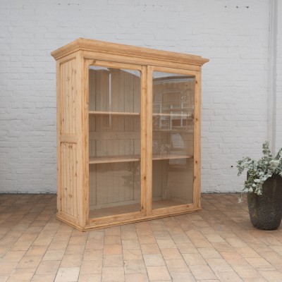 French wooden showcase with sliding doors french antique