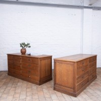 Pair of oak haberdashery furniture, 1930