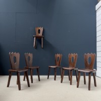 Brutalist elm chairs by Olavi HANNINEN style. Furniture proposed  by ECLECTIQUE ANTIQUE.