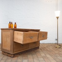 Vintage wooden store counter, 1940s