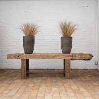 Primitive beech and oak console, early 20th century