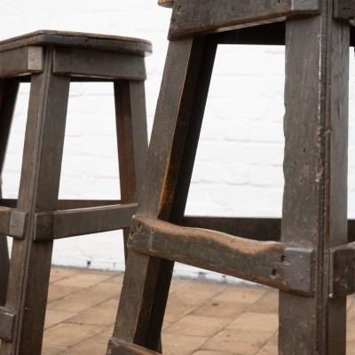 Set of 3 primitive wooden stools, 1930