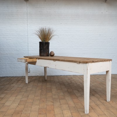 Large craft table from a former butcher's shop from the early 20th century