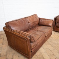 Pair of leather Roche Bobois sofas C.1980