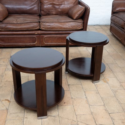 Pair of  French oak  Art Deco side tables c1930