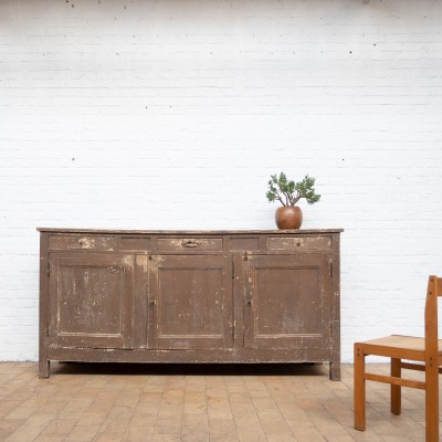 19th-century rustic wooden buffet