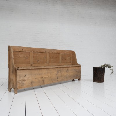 19th-century pine storage bench