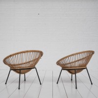 Paire de fauteuils en rotin 1960