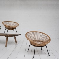 Paire de fauteuils en rotin 1960