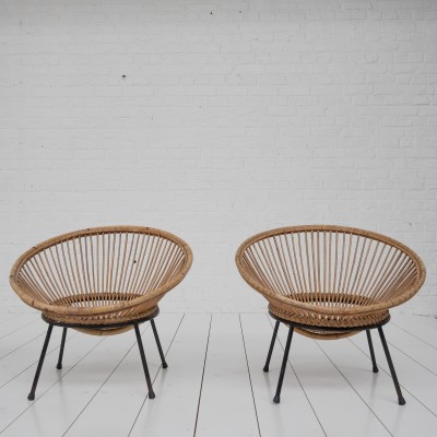 Paire de fauteuils en rotin 1960