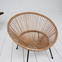 Paire de fauteuils en rotin 1960