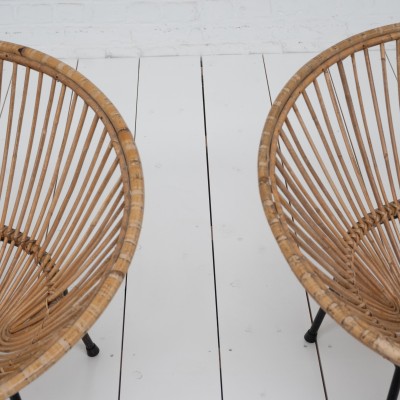 Paire de fauteuils en rotin 1960