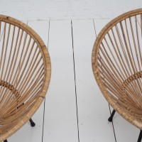 Pair of rattan armchairs 1960