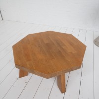 Large octagonal oak coffee table 1960