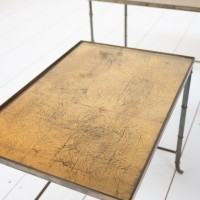 Suite de 3 tables gigognes laiton façon bambou 1970