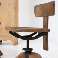 Pair of wooden workshop chairs, 1930