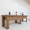 Large oak console with drawers