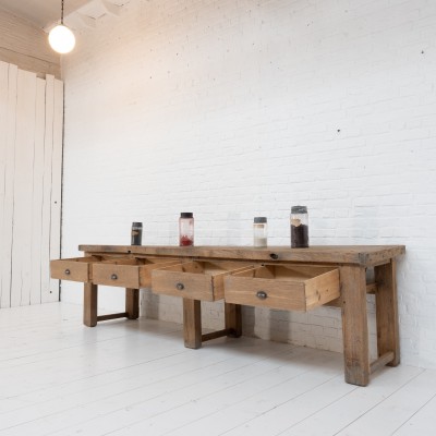 Large oak console with drawers