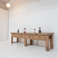 Large oak console with drawers