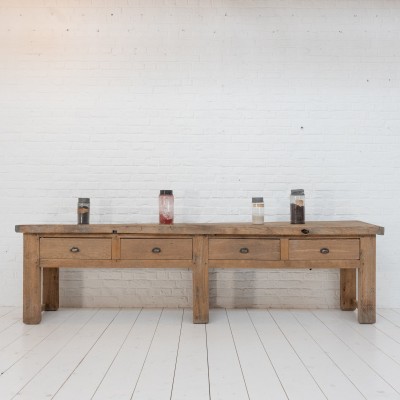 Large oak console with drawers