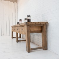 Large oak console with drawers