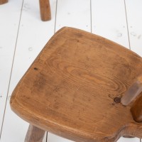 Set of 8 wooden Brutalist chairs, 1960