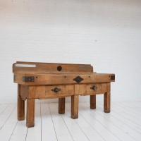 Early 20th century French butcher's block in beech wood