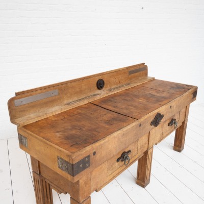 Early 20th century French butcher's block in beech wood