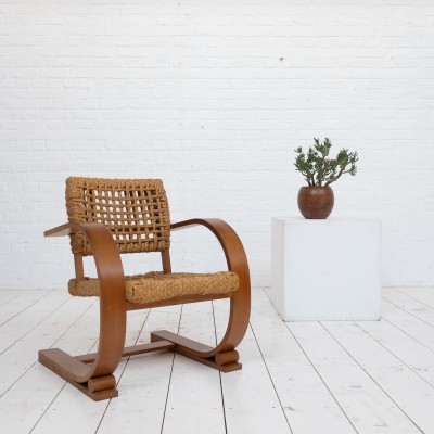 AUDOUX and MINET  rope  chair France 1950s furniture proposed by ECLECTIQUE ANTIQUE