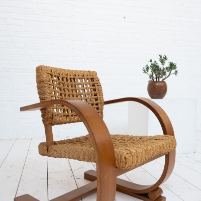 AUDOUX and MINET  rope  chair France 1950s Furniture  proposed by ECLECTIQUE ANTQUE