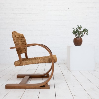 AUDOUX and MINET  rope  chair France 1950s Furniture proposed by ECLECTIQUE ANTIQUE