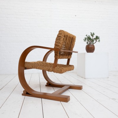 AUDOUX and MINET  rope  chair France 1950s. Furniture proposed by ECLECTIQUE ANTIQUE.