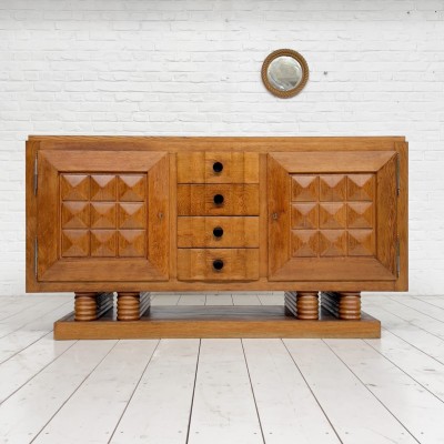 Gaston POISSON french oak sideboard 1940s Furniture proposed by ECLECTIQUE ANTIQUE dealer.
