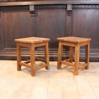 Pair of oak workshop stools