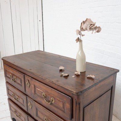 French Louis XVI period walnut chest of drawers, 18th century