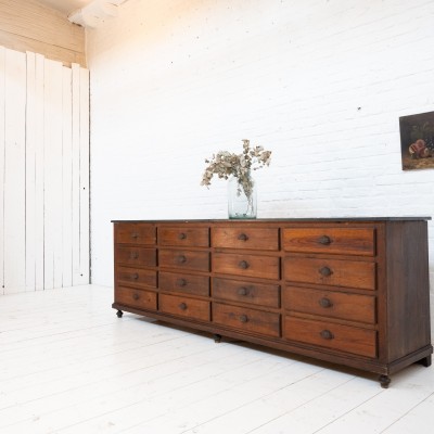 Wood and bluestone furniture with drawers, 1930