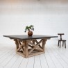 Grande table de repas en bois et pierre bleue